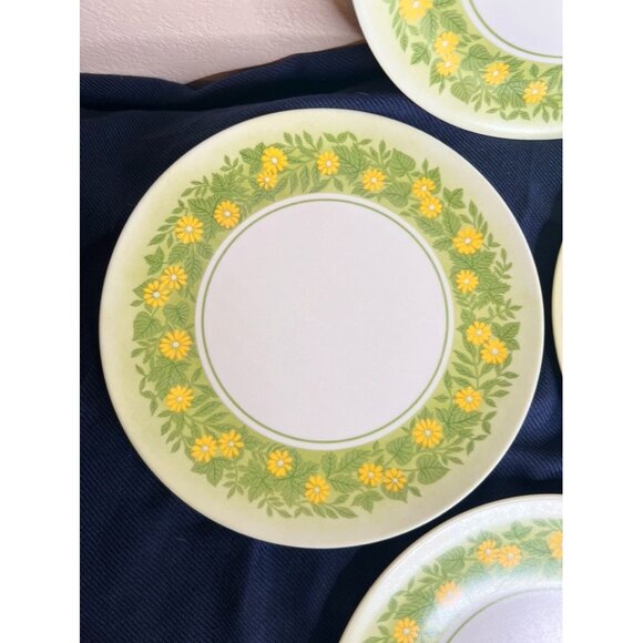 Vintage Lenox Ware Set Of 4 Yellow Daisy Pattern Melamine Plates 9-1/2" READ - Picture 3 of 16